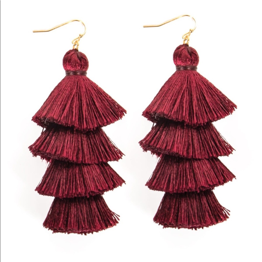 BaubleBar Maroon Tassel Earrings
